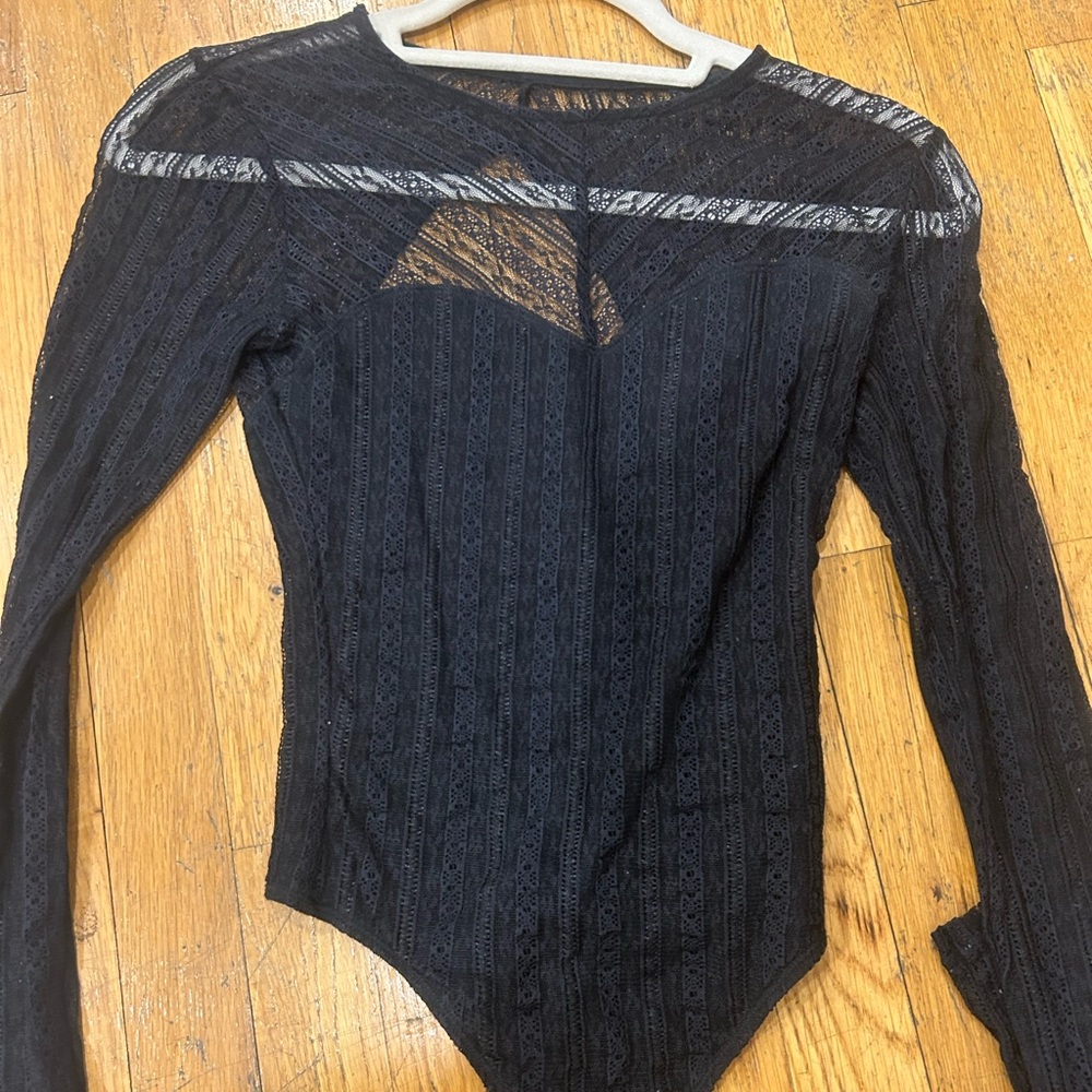 Black Lace Long Sleeve Bodysuit
